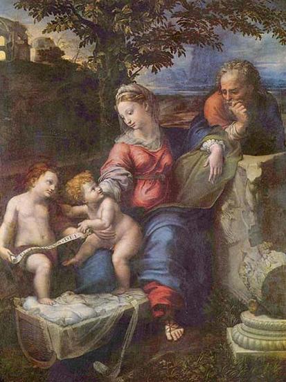 RAFFAELLO Sanzio Hl. Familie unter der Eiche, mit Johannes dem Taufer oil painting picture